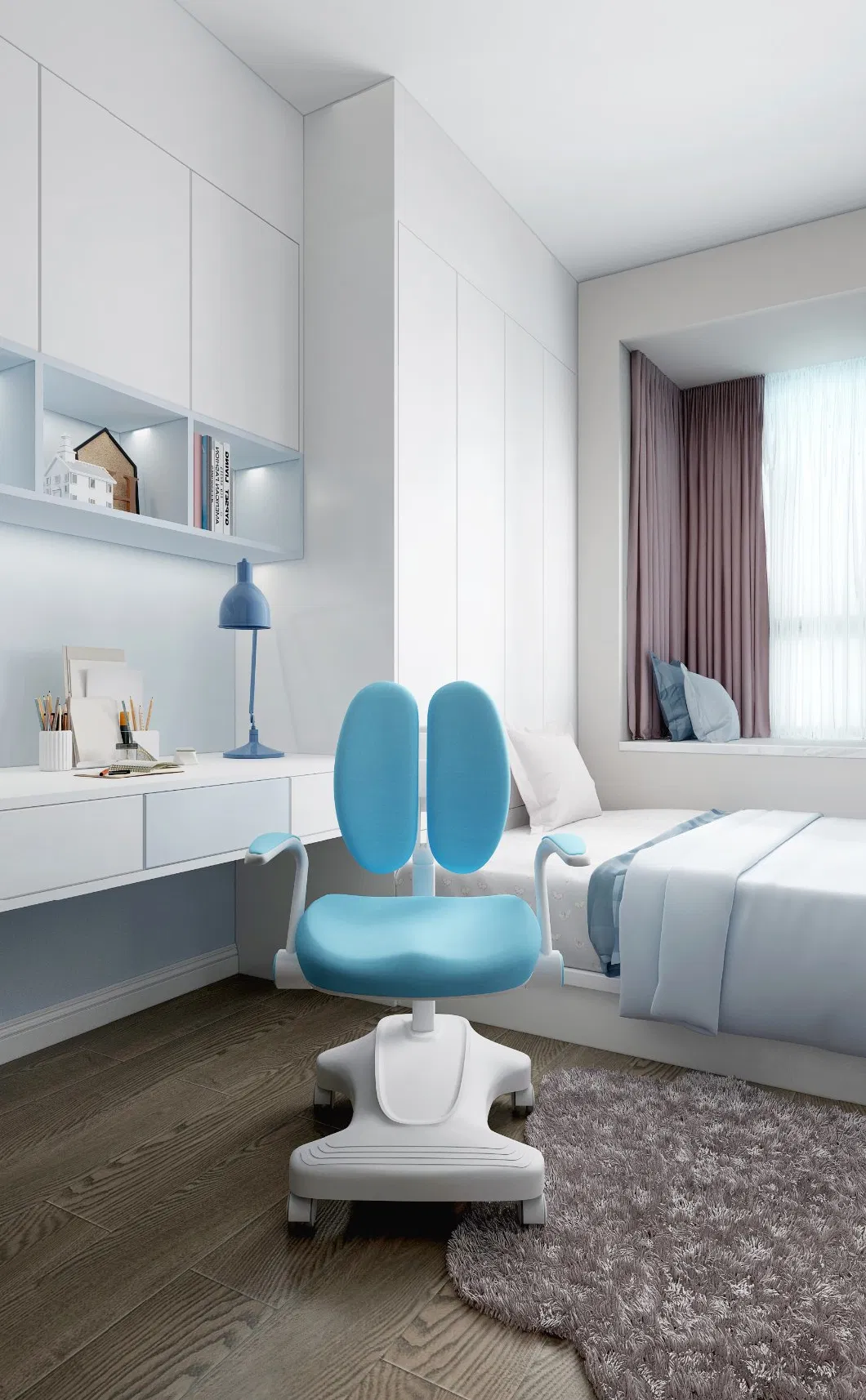 Kid Home Furniture Adjustable Children Study Chair Blue Color
