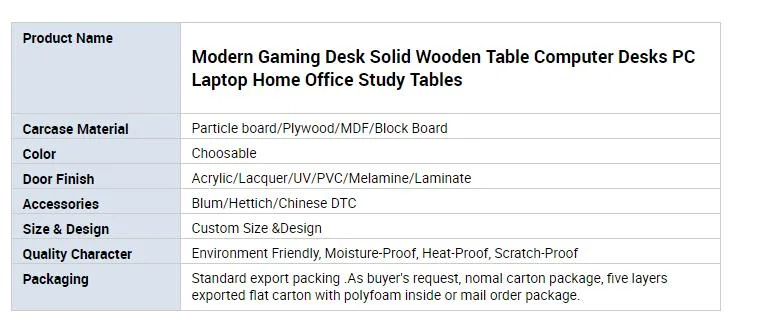 Modern Gaming Desk Solid Wooden Table Computer Desks PC Laptop Home Office Study Tables