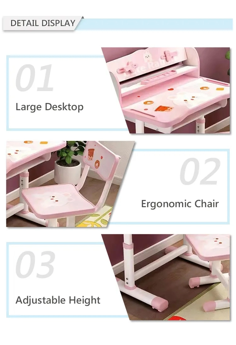 Bedroom Furniture Height Adjustable Kids Children Study Table and Chair Set