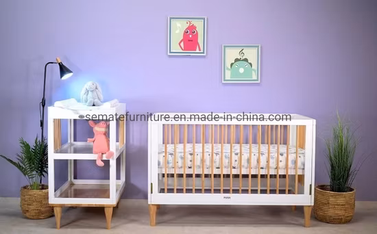 ODM OEM High Quality Nontoxic Baby Bed Furniture Wooden Drop Side Cot Convertible Baby Crib with Bed Guard
